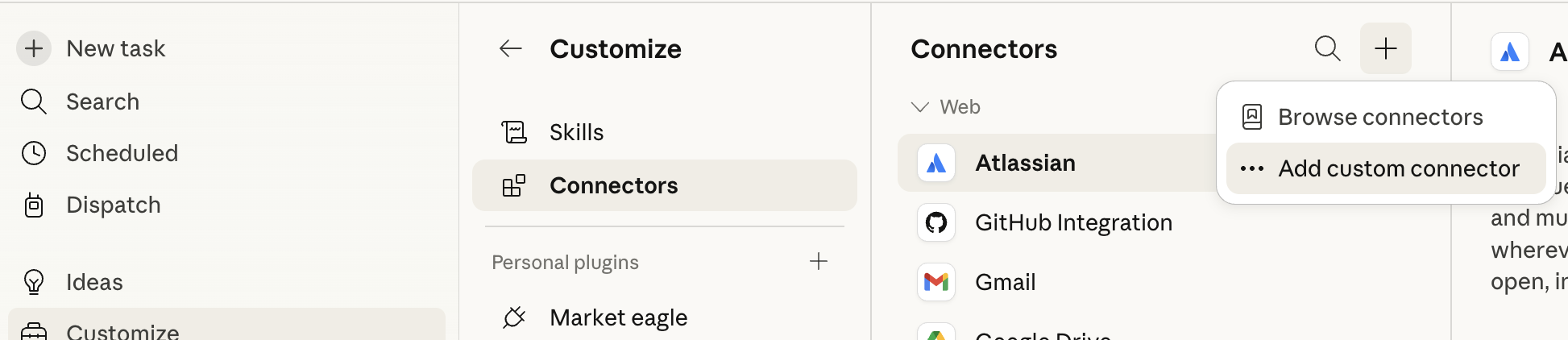 Add custom connector dropdown
