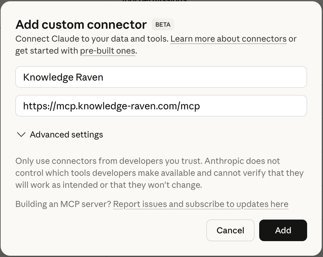 Add custom connector form