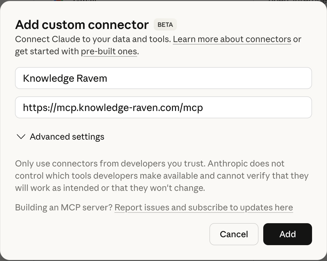 Add custom connector form