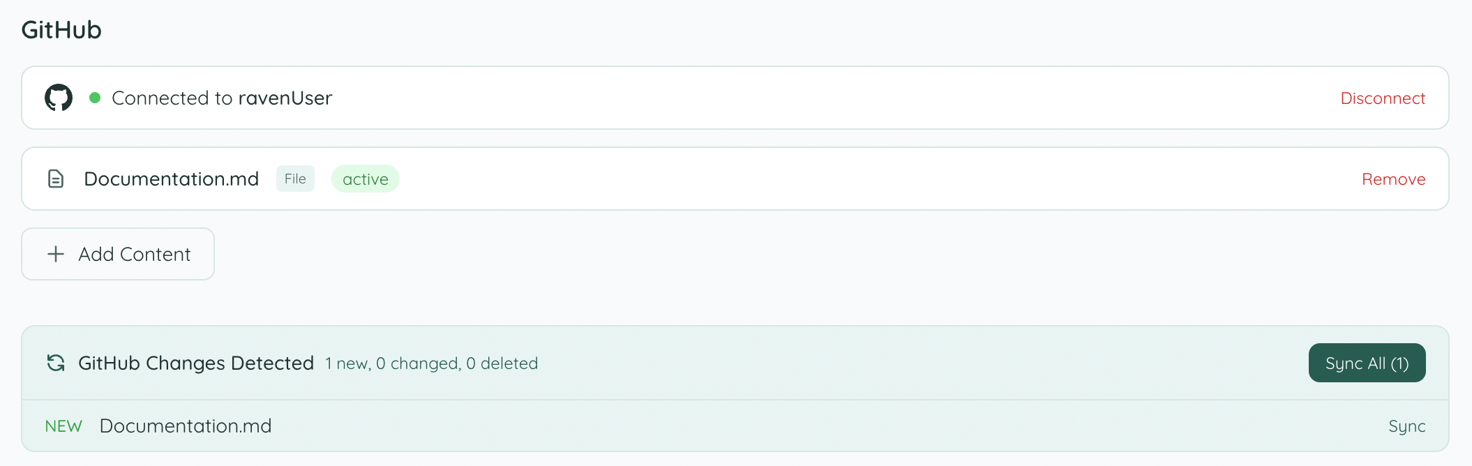 GitHub Changes Detected — Sync All button