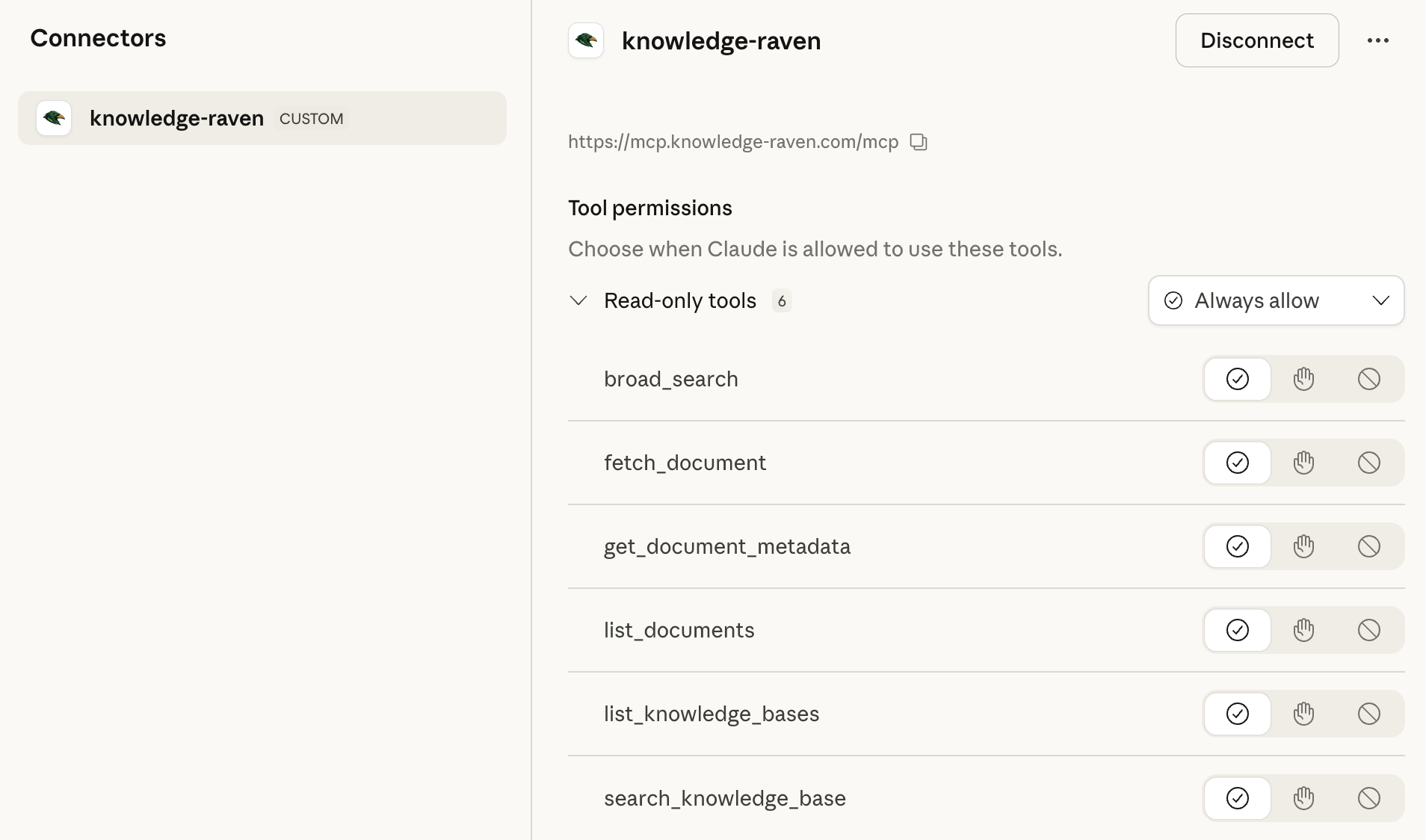 Connected to knowledge-raven